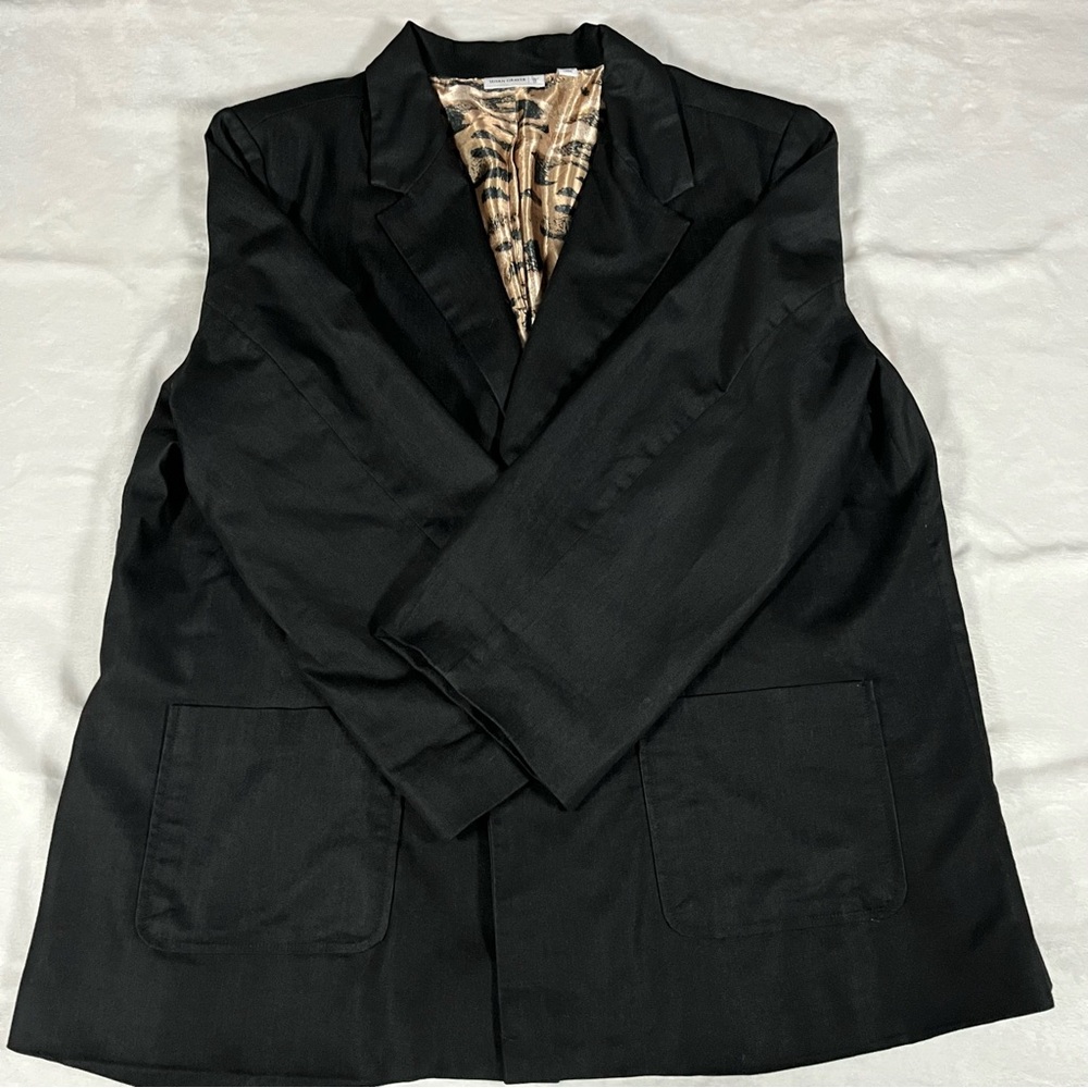 Susan Graver Suit Jacket Black/Leopard Print Women’s Plus Size 2X